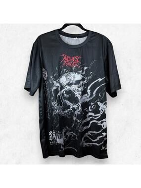 Wolves Forever Skull Graphic All Over Print Mesh Tee Jersey Black XXL